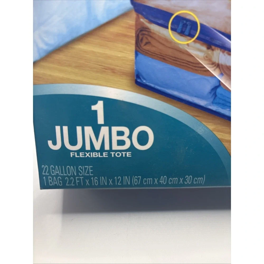Ziploc 1 Jumbo Flexible Storage‎ Tote 22 Gallon Clear Plastic Sealed Bag